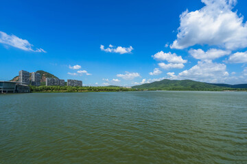 Lakes Mountains under blue sky