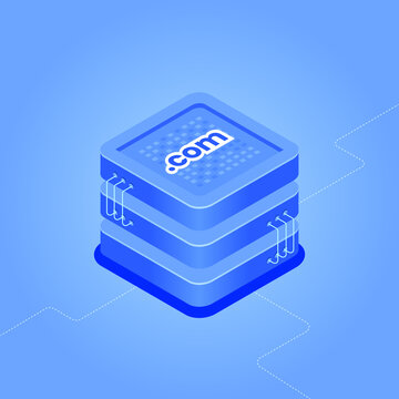 Domain hosting isometric illustration. Dot com category