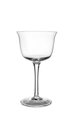 Beautiful empty wineglass on white background