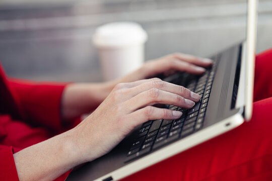 Businesswoman using laptop