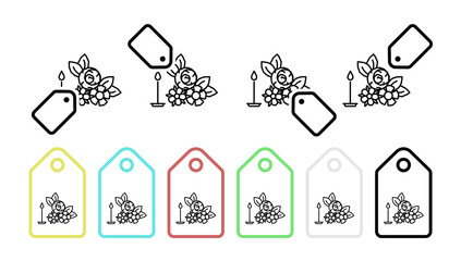 Flowers, plants, candle vector icon in tag set illustration for ui and ux, website or mobile application