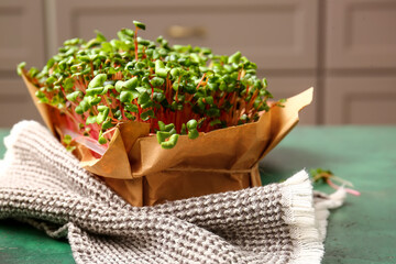 Fresh radish micro green on table