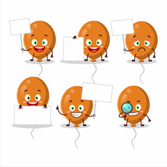 Orange balloons cartoon character bring information board