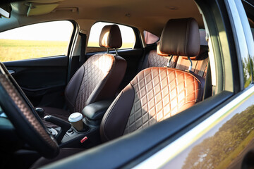 Front leather seats in modern car