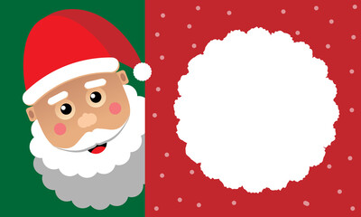Merry Christmas and Happy New Year. Santa Claus with copy space for text. Xmas template design for greeting card,invitation, promotion, banners,discount,sale, poster. vector illustration.