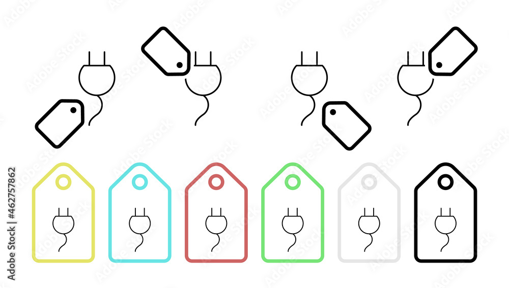Aufkleber plug vector icon in tag set illustration for ui and ux, website or mobile application