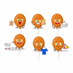 A Rich orange balloons mascot design style going shopping