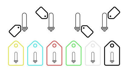 Light vector icon in tag set illustration for ui and ux, website or mobile application