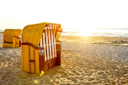 Germany, North Sea, Cuxhaven, beach chair on the beach
