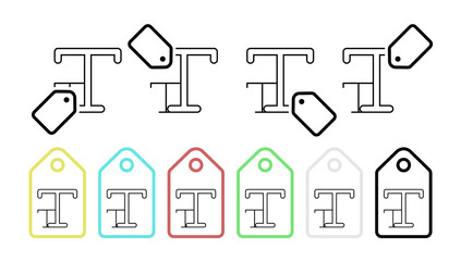 Editorial, font size vector icon in tag set illustration for ui and ux, website or mobile application