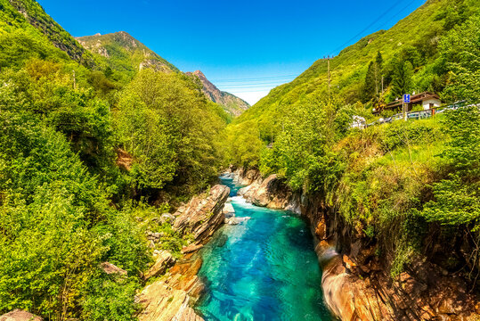 Switzerland, Ticino, Verzasca Valley, Verzasca river