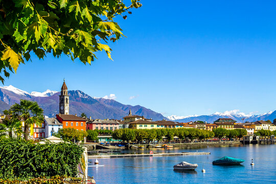 Boats on Lago Maggiore, Ascona, Ticino, Switzerland