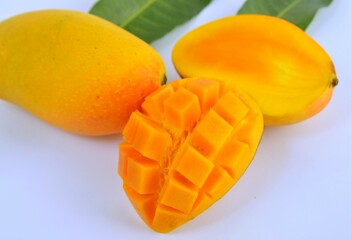Fresh Mango white background, health food