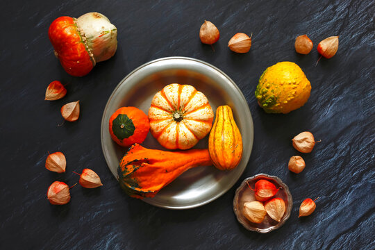 Still life with ornamental pumpkins