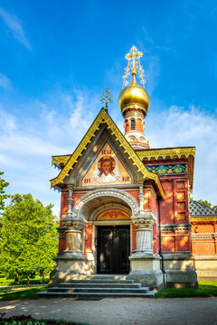 Germany, Hesse, Bad Homburg vor der Hohe, Small ornate Russian church