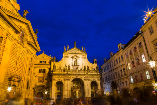Czechia, Prague, Old town, Salvator Church at blue hour