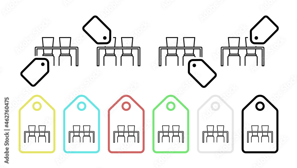 Poster table vector icon in tag set illustration for ui and ux, website or mobile application