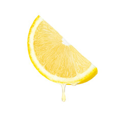 Lemon juice dripping on white