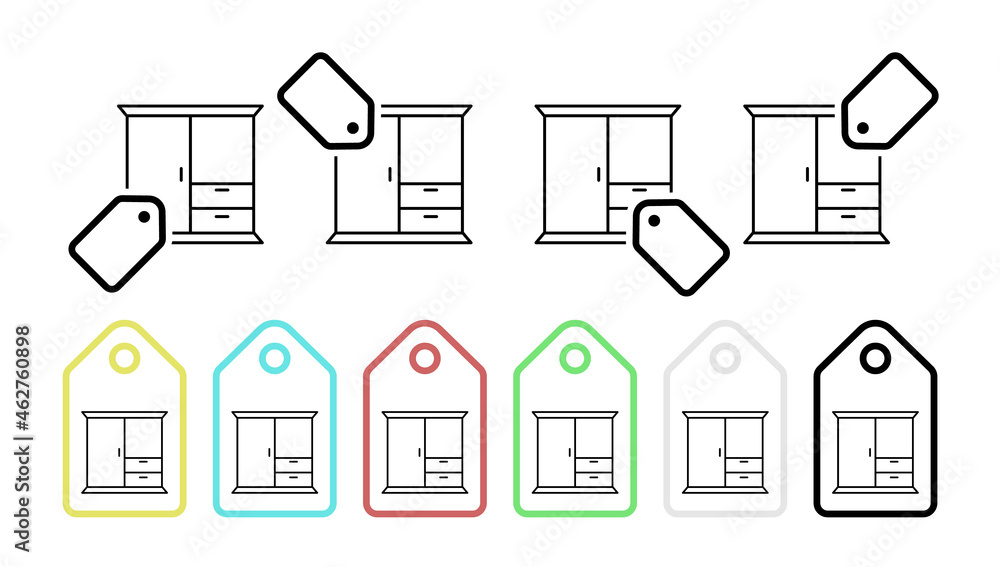 Poster wardrobe vector icon in tag set illustration for ui and ux, website or mobile application