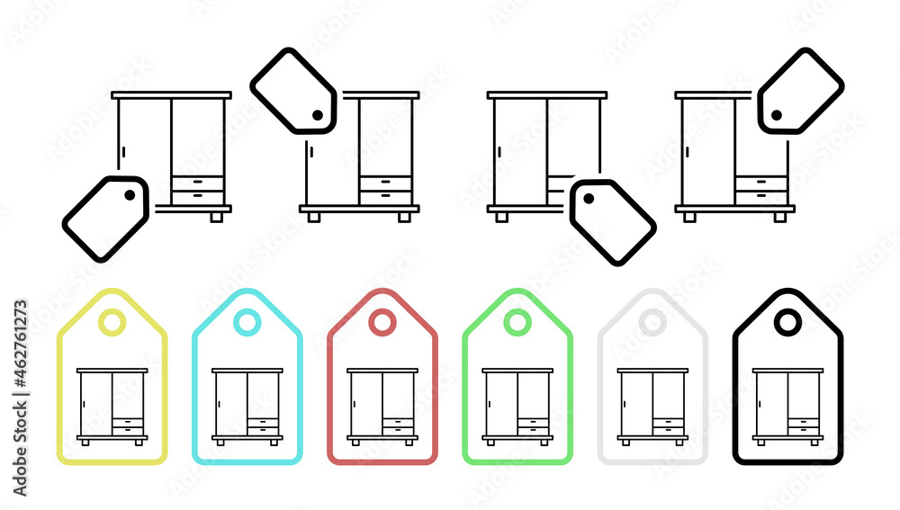 Poster wardrobe vector icon in tag set illustration for ui and ux, website or mobile application
