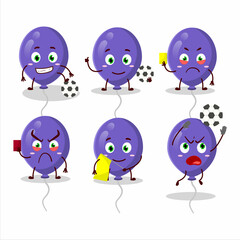 Purple balloons cartoon character working as a Football referee