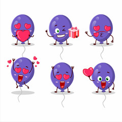 Purple balloons cartoon character with love cute emoticon