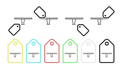 Round table vector icon in tag set illustration for ui and ux, website or mobile application