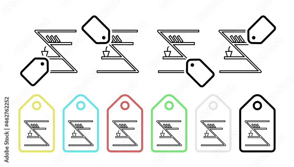 Poster bookshelf with books vector icon in tag set illustration for ui and ux, website or mobile applicatio