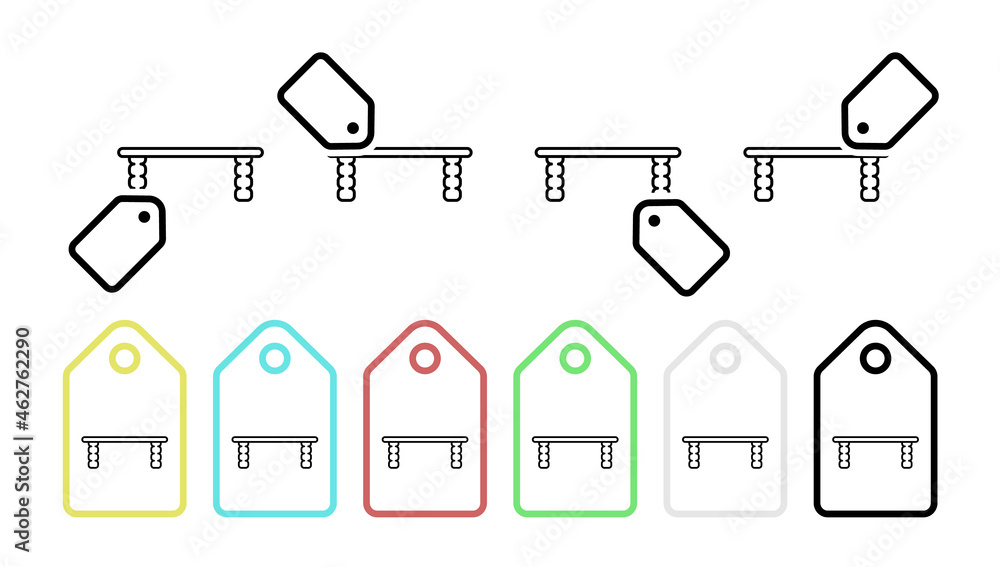 Poster table vector icon in tag set illustration for ui and ux, website or mobile application
