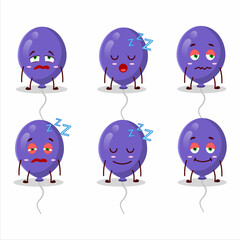 Cartoon character of purple balloons with sleepy expression