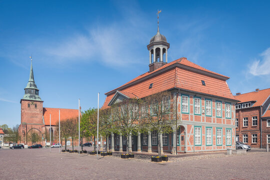 St. Mary church and town hall, Boizenburg, Mecklenburg-Western Pomerania, Germany