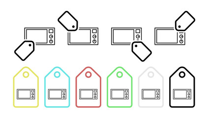 Microwave vector icon in tag set illustration for ui and ux, website or mobile application