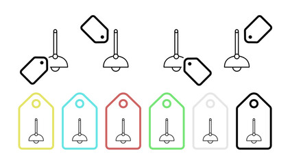 Lamp vector icon in tag set illustration for ui and ux, website or mobile application
