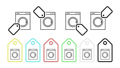 Washing machine vector icon in tag set illustration for ui and ux, website or mobile application