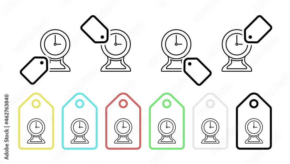 Aufkleber clock vector icon in tag set illustration for ui and ux, website or mobile application