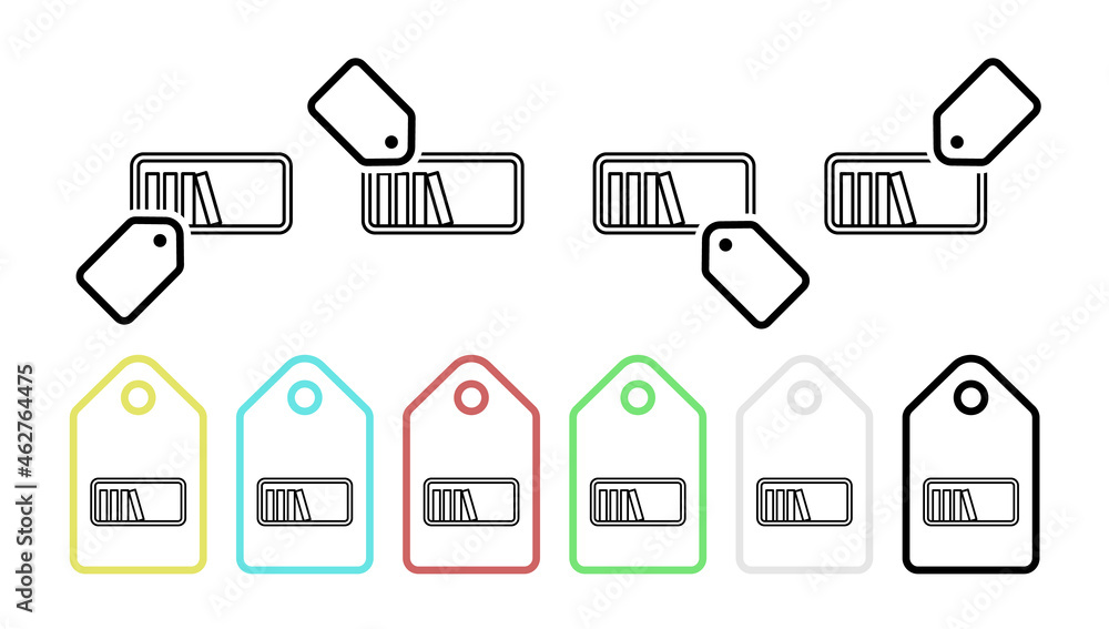 Aufkleber bookshelf vector icon in tag set illustration for ui and ux, website or mobile application