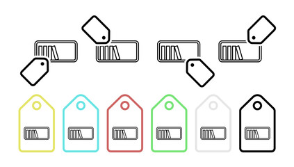 Bookshelf vector icon in tag set illustration for ui and ux, website or mobile application
