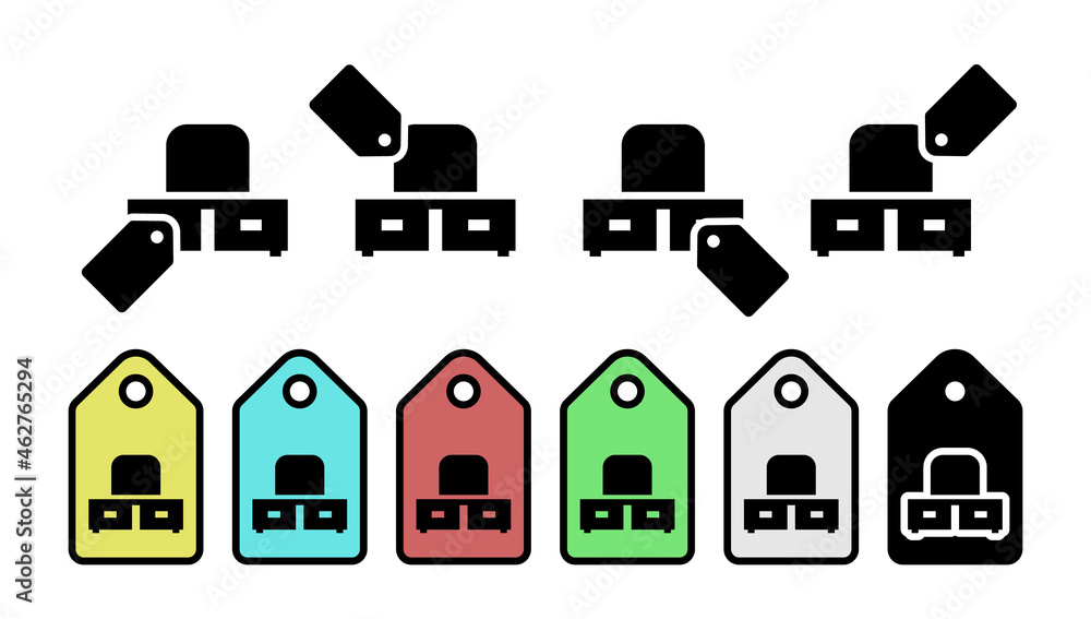 Poster mirror with mirror glyph vector icon in tag set illustration for ui and ux, website or mobile applic