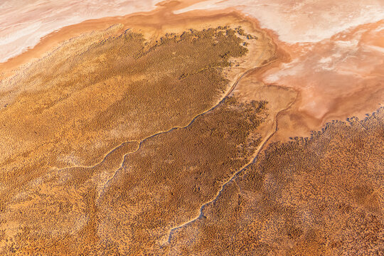 Australia, Northern Territory, Aerial view of Lake Amadeus in Uluru-Kata Tjuta National Park