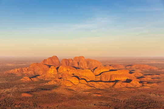 Australia, Northern Territory, Aerial view of Kata Tjuta rock formation