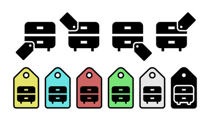 Nightstand glyph vector icon in tag set illustration for ui and ux, website or mobile application