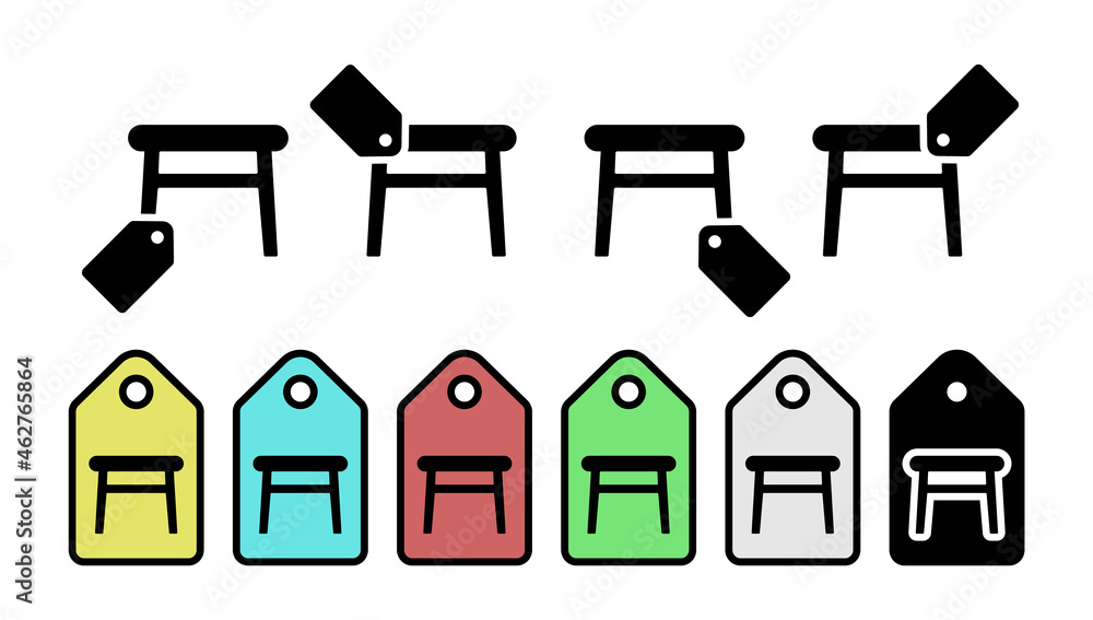 Poster stool glyph vector icon in tag set illustration for ui and ux, website or mobile application