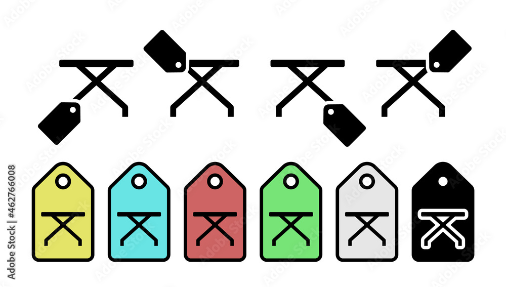 Poster folding table glyph vector icon in tag set illustration for ui and ux, website or mobile application