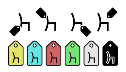Chair glyph vector icon in tag set illustration for ui and ux, website or mobile application