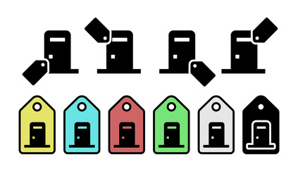 Door glyph vector icon in tag set illustration for ui and ux, website or mobile application