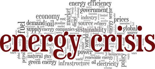 Energy Crisis vector illustration word cloud isolated on white background.