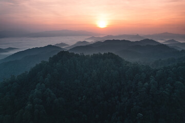 mountains and sunrise in the morning