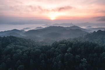 Obraz premium mountains and sunrise in the morning
