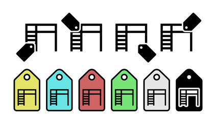 Fototapeta premium Computer table glyph vector icon in tag set illustration for ui and ux, website or mobile application