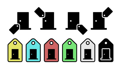 Door glyph vector icon in tag set illustration for ui and ux, website or mobile application